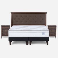 Cama Europea Neo Plus King + Respaldo + Veladores Brera