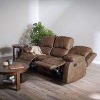 Sofá Reclinable Umbria Manual 3 Cuerpos Tela Marrón