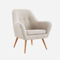 Poltrona Rosen Bartolo Pata Metálica Tela Marfil