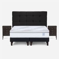 Cama Europea Neo Plus 2 Plazas + Muebles Issey Grafito