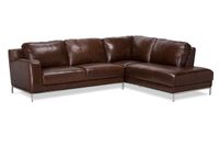 Sofá Seccional Rosen Kris Derecho Cuero Marron