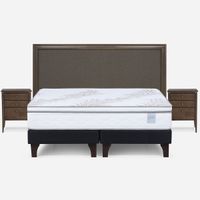 Cama Europea Neo Plus King BD + Respaldo Nolita Café+Velador
