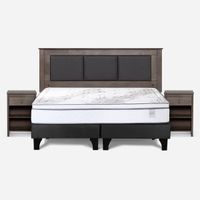 Cama Europea Neo Plus King + Respaldo Rachel+Velador Ferrara