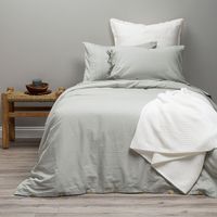 Funda Plumón Lino-Algodón Pure Liso Verde Salvia 1 Plaza