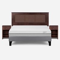 Cama Europea Pratta 2 Pl Pata Madera BN + Respaldo y Velador