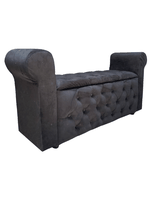 Banqueta Baúl Capitoné Con Brazos Negro Felpa