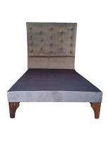 Base Cama Europea 1.5 plazas + Respaldo a Piso Gris Felpa