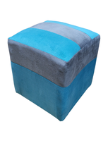 Pouf Turquesa Gris Felpa 35x35x42 Muebles Rimar