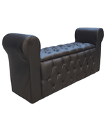 Banqueta Baúl Botone Con Brazos Negro Eco Cuero