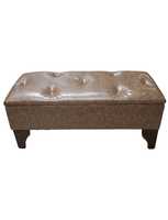 Baúl Botone Miel Marmoleado Eco Cuero Rimar 105x40x45x20