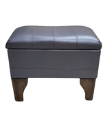 Banqueta Baúl Gris Eco Cuero 60x40x45x20  Muebles Rimar