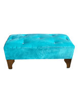 Banqueta Botón Diamante turquesa Felpa 100x40x40 Rimar