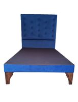 Base Cama Europea 1.5 plazas + Respaldo a Piso Azul Felpa