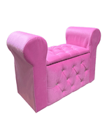 Banqueta Baúl Con Brazos Fucsia Felpa Diamante 100x40x60 Rimar
