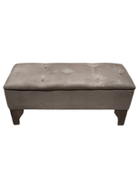 Banqueta Baúl Botón Chocolate Felpa Rimar 105x40x45x20