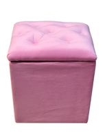 Pouf Baul Rosado Felpa Botone 40x33x50 Rimar