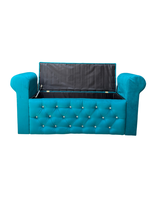 Banqueta Baúl Botone Con Brazos Lake Felpa Mueble