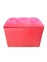 Banqueta Baul Capitoné Rosado Felpa Diamante