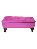 Banqueta Baul Botoné Fucsia Diamante Felpa