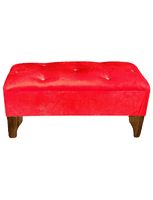 Banqueta Botón Diamante Rojo Felpa 100x40x40 Rimar