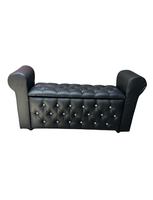 Banqueta Baúl Botone Con Brazos Negro Eco Cuero