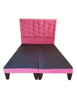 Base Europea Dividida + Respaldo a Piso Rosado Felpa