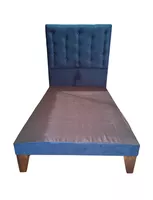 Base Europea 1 Plaza + Respaldo a Piso Azul Marino