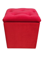 Pouf Baul Rojo Felpa Botone 40x33x50 Rimar