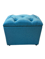 Banqueta Baul Capitoné Turquesa Lino