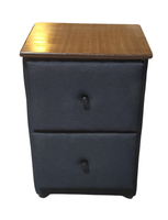 Velador Doble Cajón Negro Lino Rimar