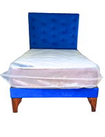 Cama 1.5P +Respaldo Azul Rey a Piso + Colchón