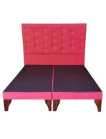 Base Europea Dividida + Respaldo a Piso Rosado Felpa Botón Diamante