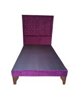 Base Cama Europea 1.5 plazas + Respaldo a Piso Morado Felpa Diamante