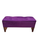 Banqueta Baúl Botón Morado Felpa Muebles Rimar