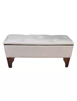 Banqueta Baúl Botone Crudo Lino Rimar