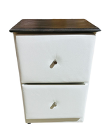 Velador Doble Cajón Blanco Eco Cuero Muebles Rimar