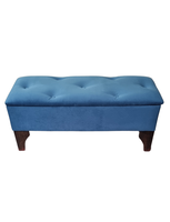 Banqueta Baúl Botón Petroleo Felpa Muebles Rimar