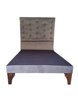 Base Europea 1plaza + Respaldo a Piso Gris Felpa