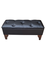 Banqueta Baul Botoné Negro Cuero