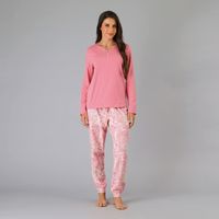 Pijama Abotonado Con Print Rosado