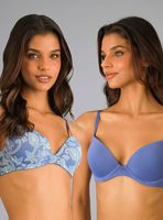 Pack 3X Sostén Balconet Push Up Print Azul