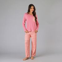 Pijama Cuello Redondo Rosado
