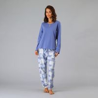 Pijama Abotonado Con Print Azul