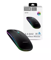 Mouse Inalámbrico Motomo AP-01, Bateria recargable, 1600 DPI, Color Negro