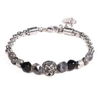 BRAZALETE UNISEX GINO RODINIS B536 | Negro/Plateado