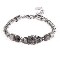 BRAZALETE UNISEX GINO RODINIS B531 | Negro/Plateado