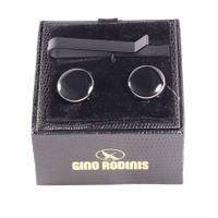 Set Pasador De Corbata Y Cubre Botón Gino Rodinis TB019 Negro