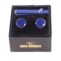 Set Pasador De Corbata Y Cubre Botón Gino Rodinis TB019 Azul