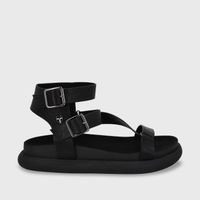 Sandalia Plano Negro Mujer 53702 Gotta