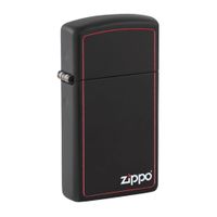 ENCENDEDOR ZIPPO 1618ZB SLIM BLACK MATTE RED BORDER & LOGO